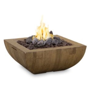 American Fyre Bordeaux Reclaimed Wood Square Fire Bowl