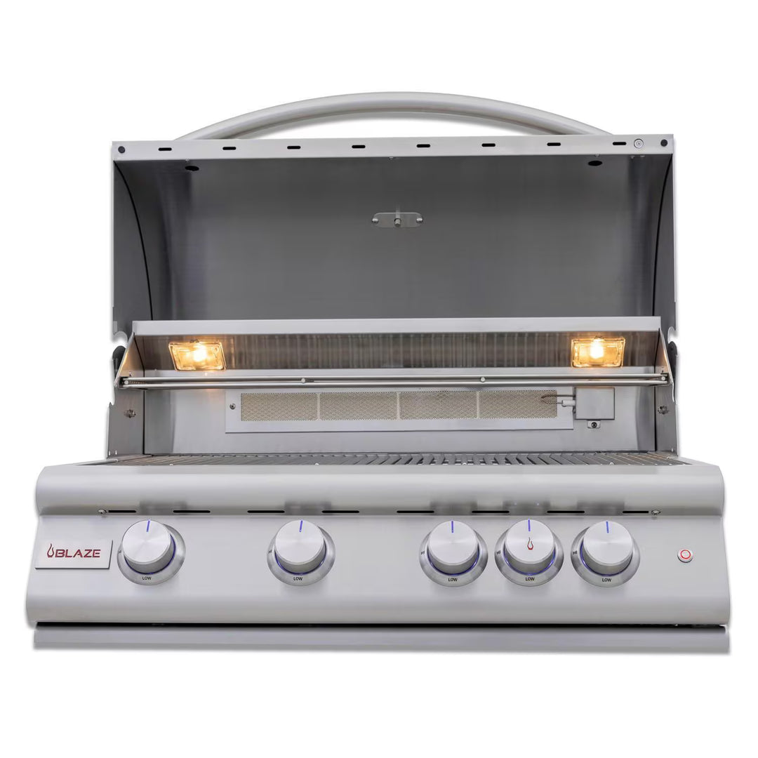 Blaze 32" 4-Burner LTE Gas Grill With Rear Burner and Built-in Lighting System - Marine Grade Upgrade Available